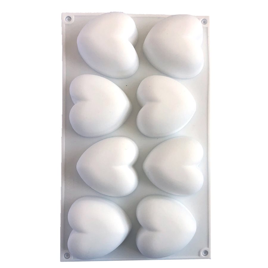 2.4 Oz Heart High Heat Silicone Baking Mold, 8 Cavities – R & B Import
