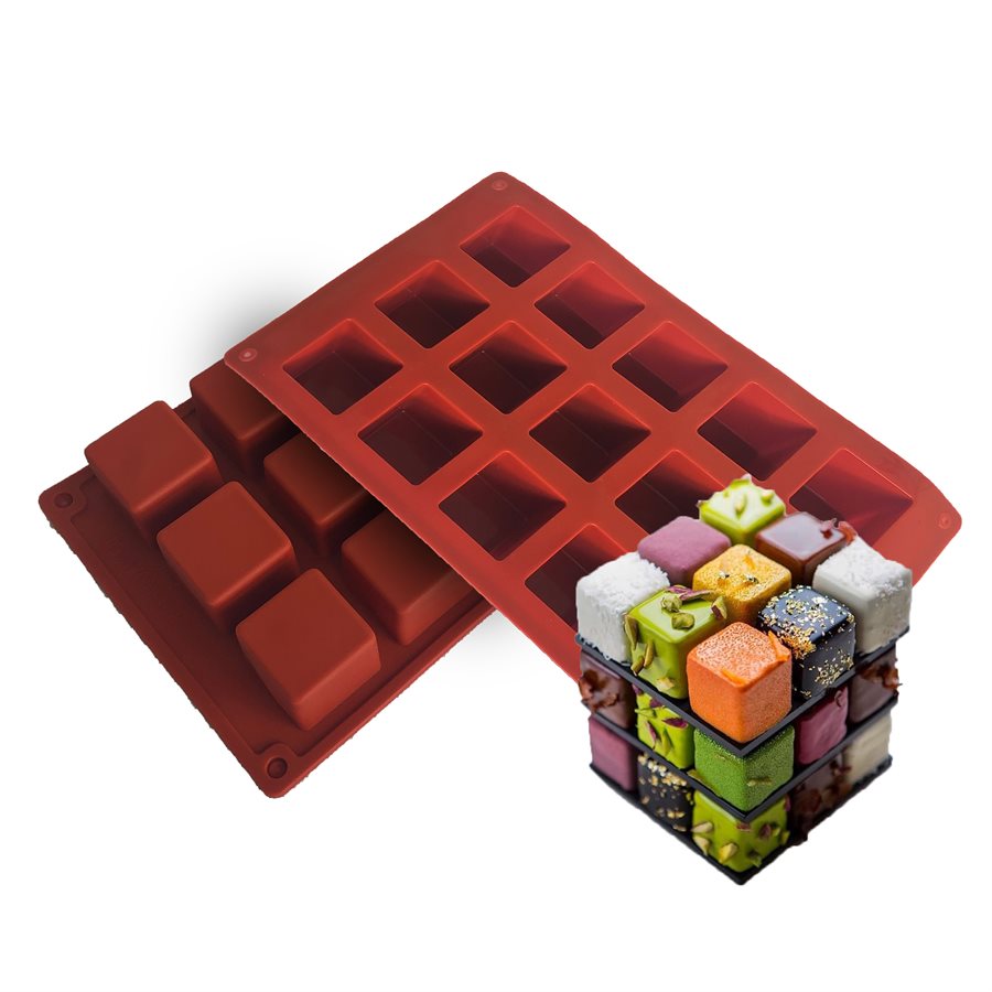 Webake Silicone Square Mini Cake Mold 3x3 Inch for Individual Portion