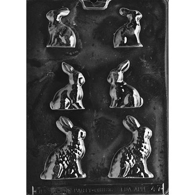 3 Sized Bunnies Chocolate Candy Mold